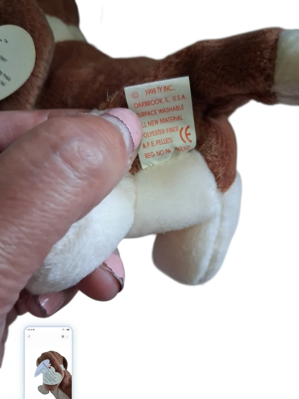 Ty Plush Dog Toy in Brown and Cream - Soft Puppy